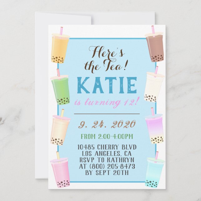 Boba Tea Birthday Invitation (Front)