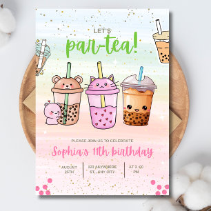 Boba Tea Birthday Party Girls Tea Party Birthday Invitation
