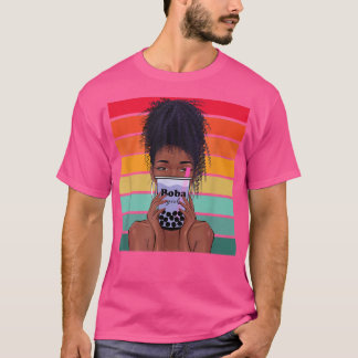 Boba Tea Black Woman Anime Kawaii Girl Boba Women' T-Shirt