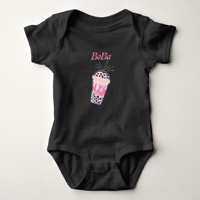 boba tea bubble tea  baby bodysuit (Front)
