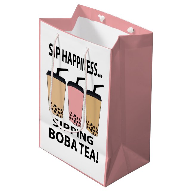 Boba Tea Bubble Tea Boba Tea Medium Gift Bag (Front Angled)