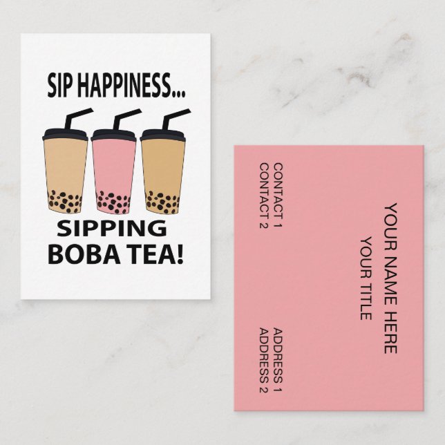 Boba Tea Bubble Tea Cafe Business Card (Front/Back)