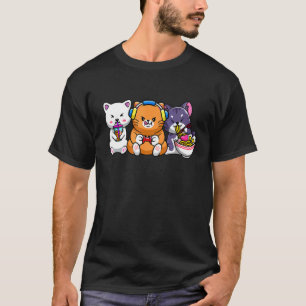 Boba Tea Bubble Tea Gaming Gamer Ramen Cats T-Shirt