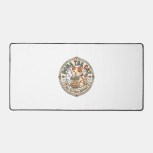 Boba Tea Cat Boba Tea Cat Vintage Vector Art Shirt Desk Mat