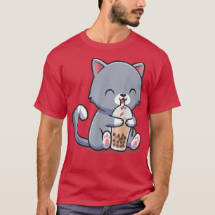 Boba Tea Cat Bubble Tea Cat Kawaii Anime Neko Gift T-Shirt