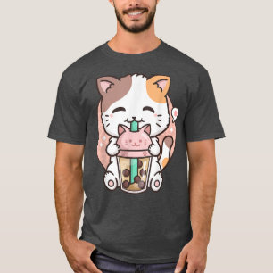 Boba Tea Cat Bubble Tea Cat Milk Tea Kawaii Anime T-Shirt