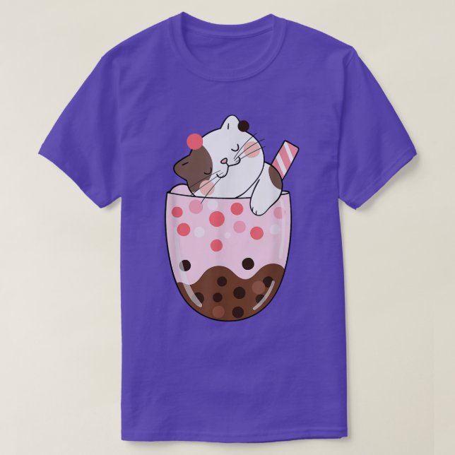 Boba Tea Cat Bubble Tea Kawaii Anime Japanese Girl T-Shirt (Design Front)