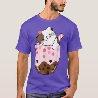 Boba Tea Cat Bubble Tea Kawaii Anime Japanese Girl T-Shirt