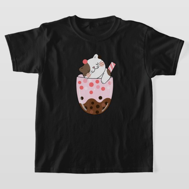 Boba Tea Cat Bubble Tea Kawaii Anime Japanese Girl T-Shirt (Laydown)