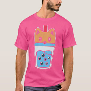 Boba Tea Cat Buble Tea Kawaii Anime Japanese Neko  T-Shirt