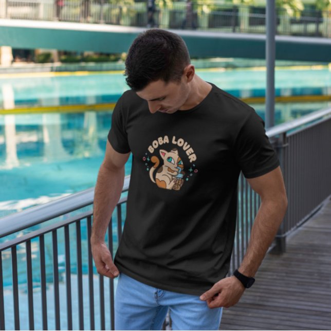 Boba Tea Cat Cartoon T-Shirt (Creator Uploaded)