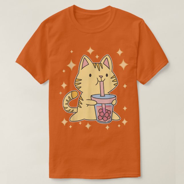 Boba Tea Cat Japan Sweet Otaku Harajuku Neko Anime T-Shirt (Design Front)