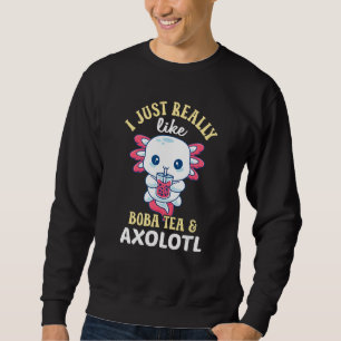 Boba Tea Cute Bubble Tea Axolotl Salamander  Teen  Sweatshirt