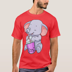 Boba Tea Gift Women Elephant Gift Bubble Tea T-Shirt