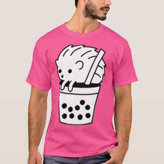 Boba Tea Hedgehog Black and White T-Shirt