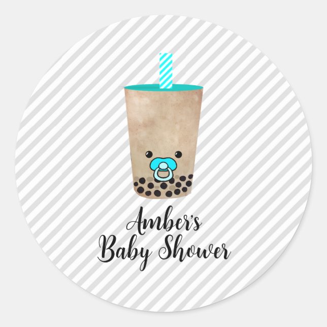 Boba Tea Inspired Customised Baby Shower Sticker (Front)