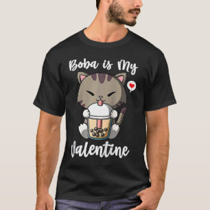 Boba Tea is My Valentine Cat Anti Valentines Day R T-Shirt