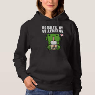 Boba Tea is My Valentine Frog Anti Valentines Day  Hoodie