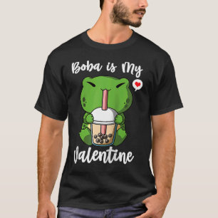 Boba Tea is My Valentine Frog Anti Valentines Day  T-Shirt