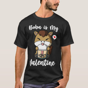 Boba Tea is My Valentine Horse Anti Valentines Day T-Shirt