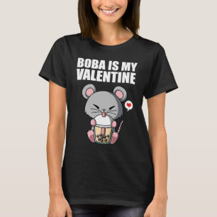 Boba Tea is My Valentine Rat Anti Valentines Day 1 T-Shirt