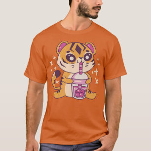 Boba Tea Kawaii Tiger Bubble Tea Anime Kawaii Neko T-Shirt