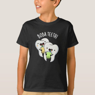 Boba Teeth Funny Boba Tea Pun Dark BG T-Shirt