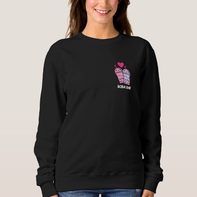 Boba Two Baes Pocket Bubble Tea Boba Couple Drinki Sweatshirt (Front)