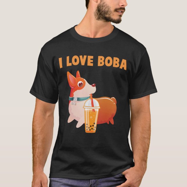 Boba Welsh Corgi Pembroke Bubble Tea Kawaii Dog T-Shirt (Front)