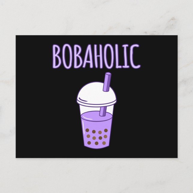 Bobaholic Bubble Boba Kawaii Tea Graphic Postcard (Front)