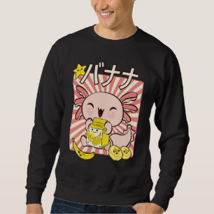 Bobalotl Axolotl Banana Milk Carton Drinking Boba Sweatshirt