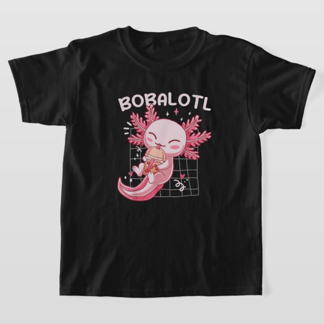 Bobalotl Axolotl Boba Tea Bubble Anime Gift Girls  T-Shirt (Laydown)