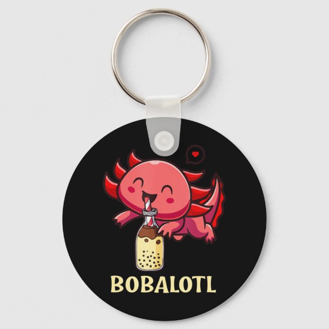 Bobalotl Axolotl Boba Tea Bubble Milk Anime Lover  Key Ring (Front)