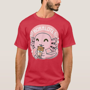 Bobalotl Boba Kawaii Axolotl Boba Bubble Milk Tea  T-Shirt