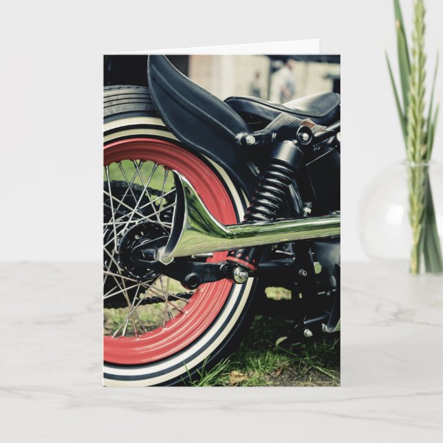 Bobber Harley Motorcycle Biker Birthday Card (Front)