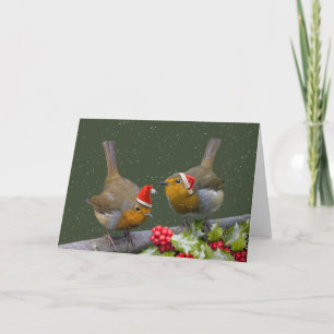 Bobbin' Robins Christmas Card (blank message)