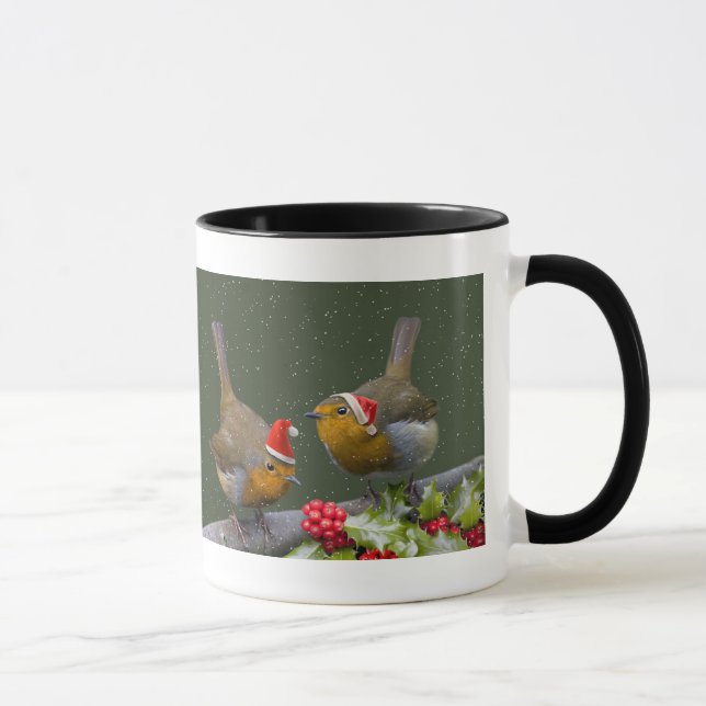 Bobbin' Robins Christmas Mug (Right)