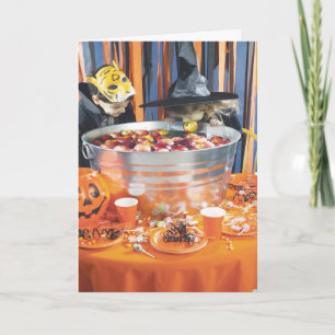 Bobbing apples kids Halloween customisable card