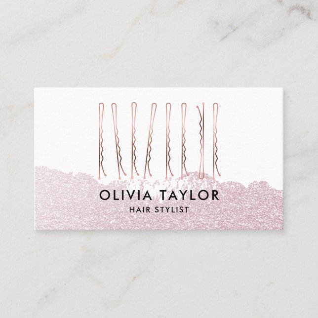 Bobby Pins Hair Stylist Hair Salon Hairdresser Business Card (Front)
