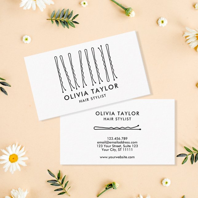 Bobby Pins Hair Stylist Hair Salon Hairdresser Business Card (Creator Uploaded)