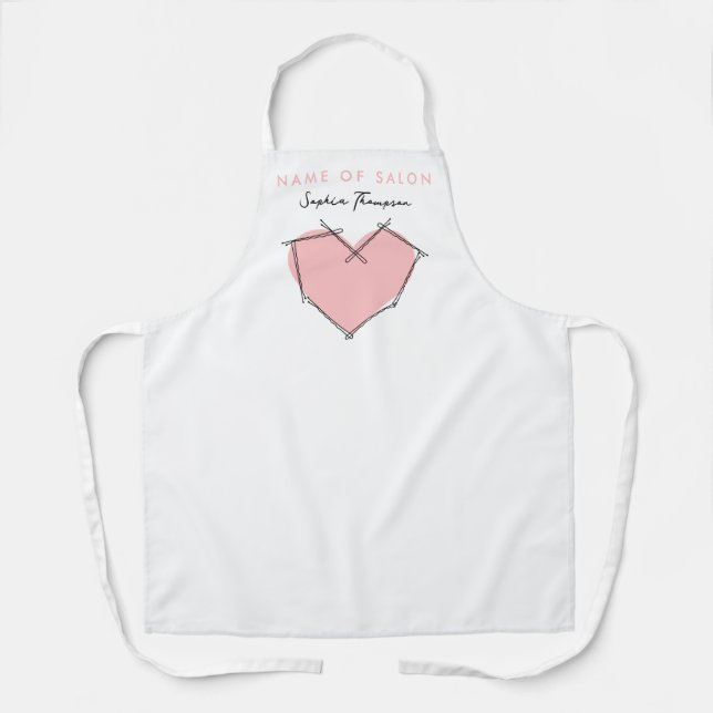 Bobby Pins Logo Hair Stylist Pink Business Apron (Front)