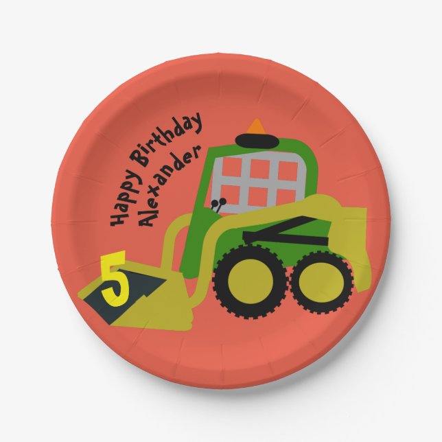 Bobcat Excavator Paper Plate (Front)