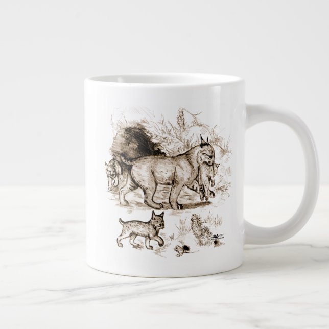 Bobcat Family Large Coffee Mug (Right)