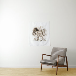 Bobcat Family Tapestry