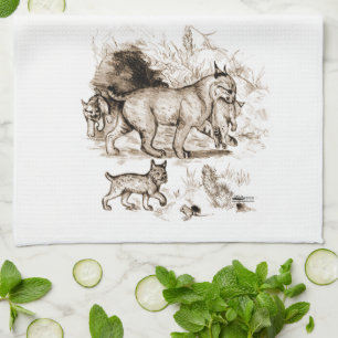 Bobcat Family Tea Towel