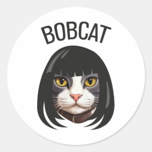 Bobcat Funny Cat Bob Haircut Trending Comedy Cat G Classic Round Sticker