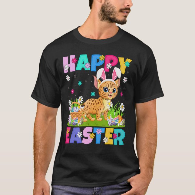 Bobcat  Happy Easter Bunny Bobcat Easter Sunday T-Shirt (Front)