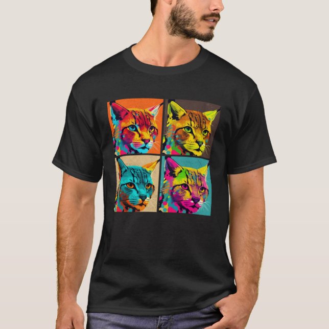 Bobcat Pop Illustration Colorful Animal Women Men  T-Shirt (Front)