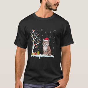 Bobcat Santa Hat Festive Tree Light Christmas Paja T-Shirt