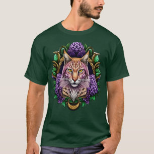 Bobcat Surrounded By Purple Lilac Blossom New Hamp T-Shirt